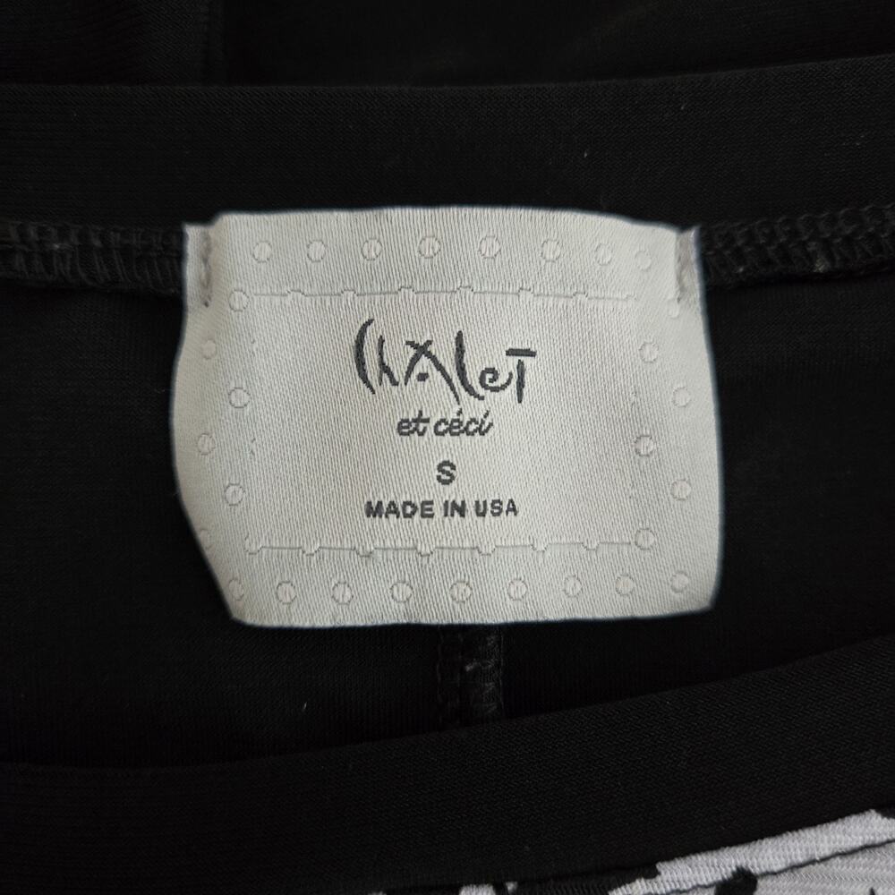 Chalet et Ceci Black White Dress Size S Abstract Asymmetrical Artsy Lagenlook - Picture 8 of 12